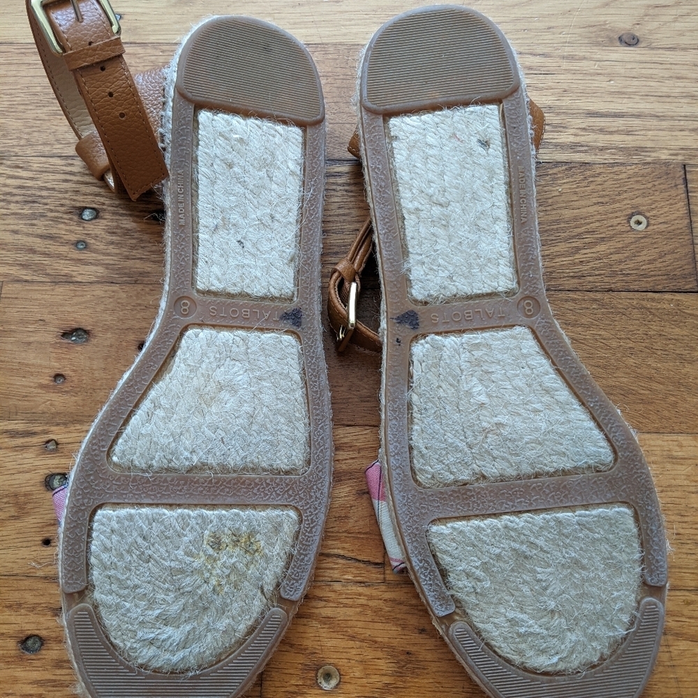 Talbot's Summer Plaid & Leather Espadrille Sandals - Picture 2 of 6